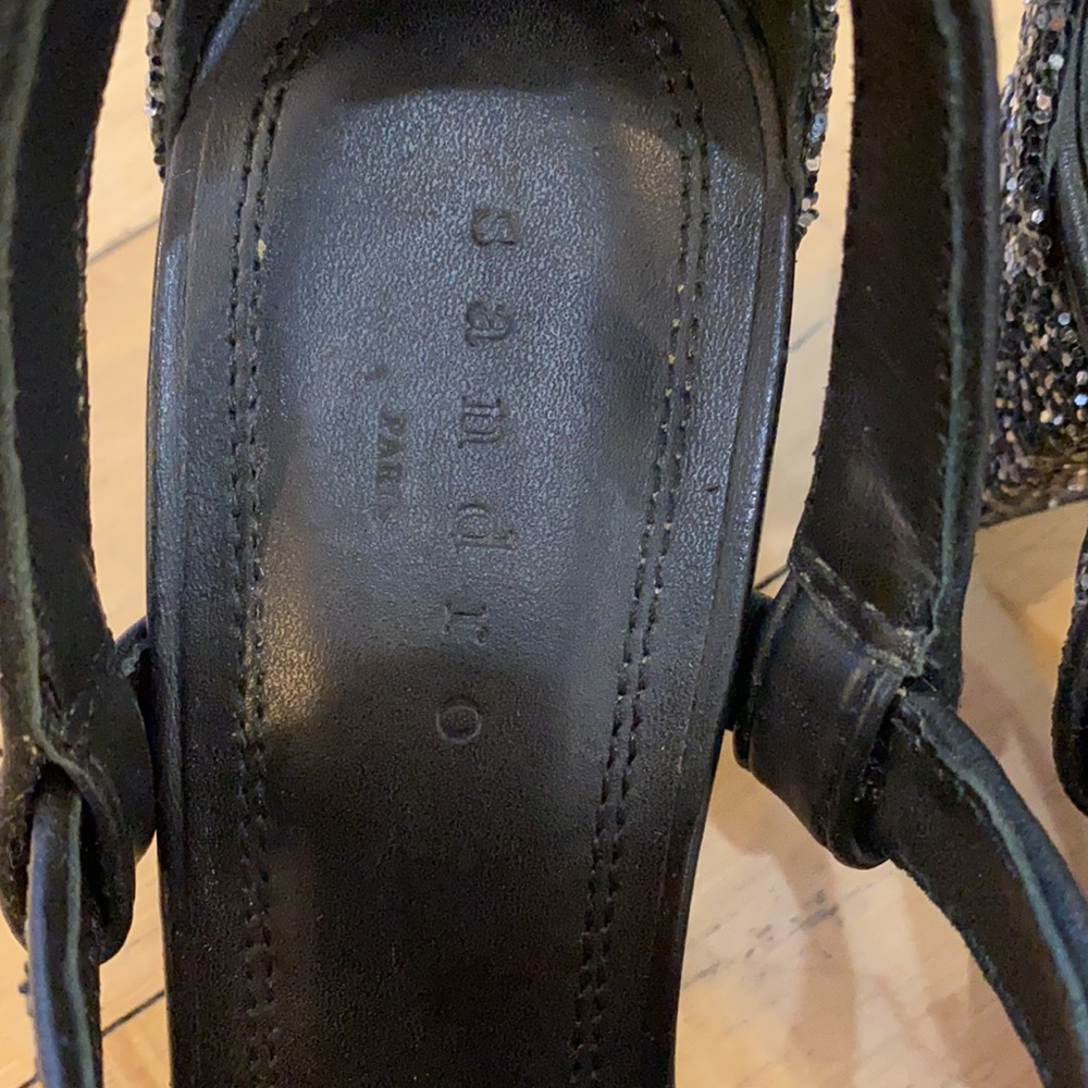 Sandro Glitter Leather Low Block Heel Sz 39 - Picture 6 of 16